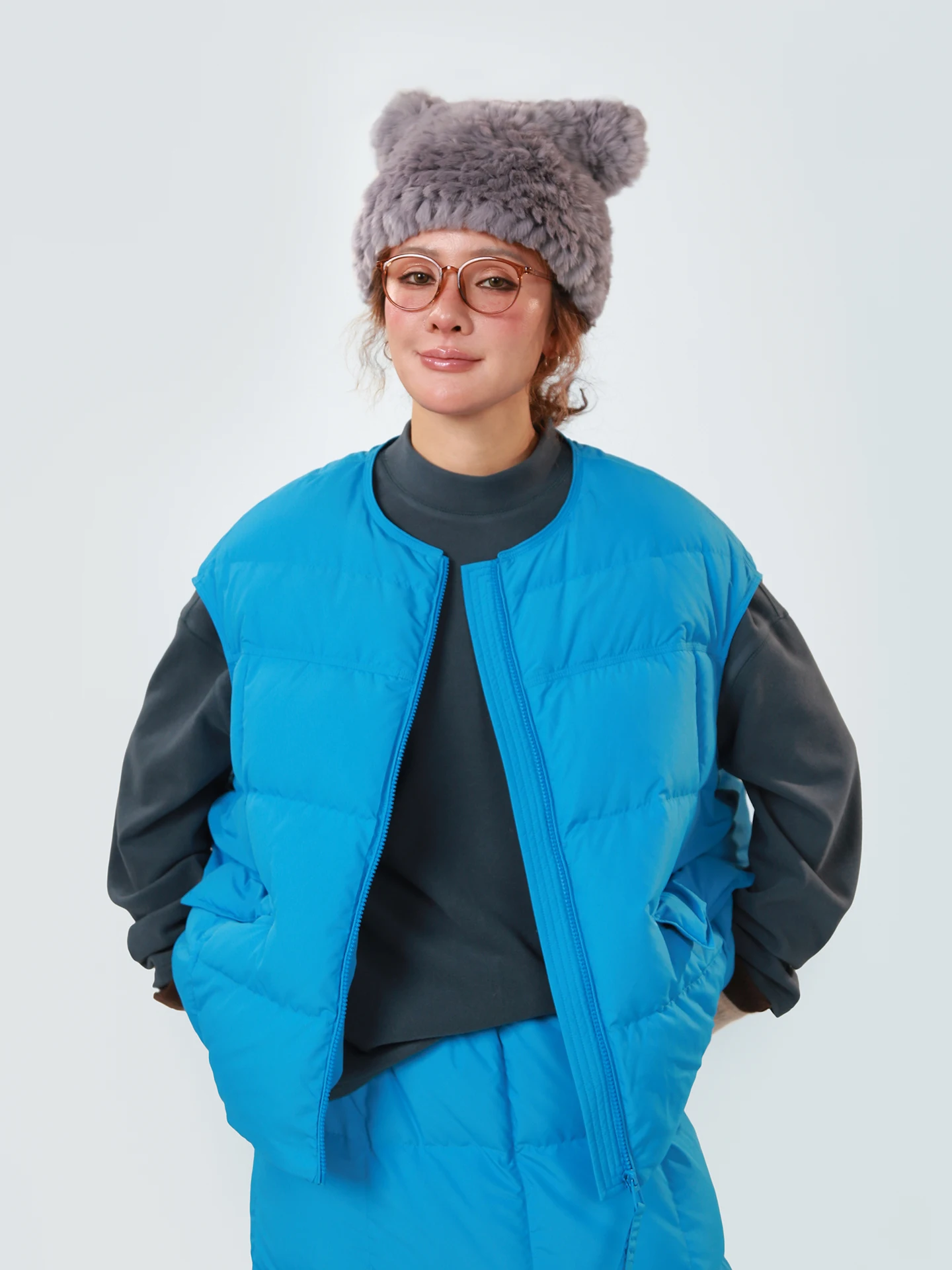 

Casual Sle White Goose down Vest Women's Faion Layered Wear Fluffy Women's Jaet Loose Fit Neutral Sle Spring Warmth