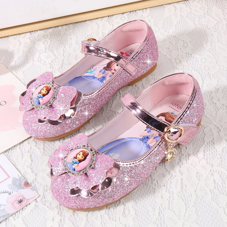 Sophia-Sandalias planas de cuero para niñas, zapatos de princesa, nudo de mariposa, vestido de fiesta, Verano