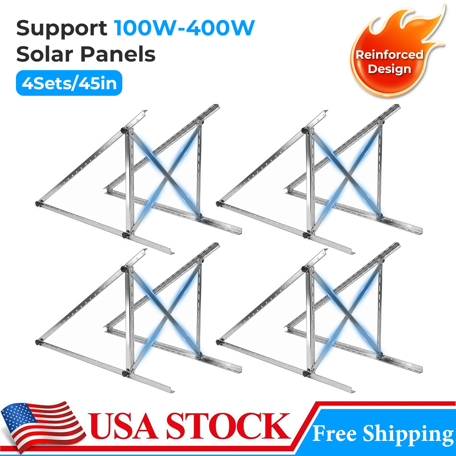 Rv Solar Panel Kit 400W - AeternaSol Universal 45in Solar Panel Mount