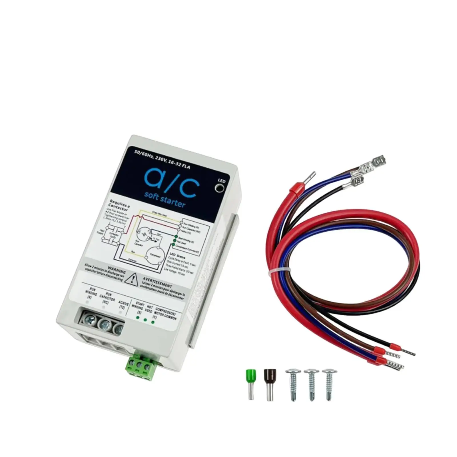 RV Air Conditioner Soft Start Kit 16-32A Module Reduces Power Surge for Single Phase 230V Compact Design