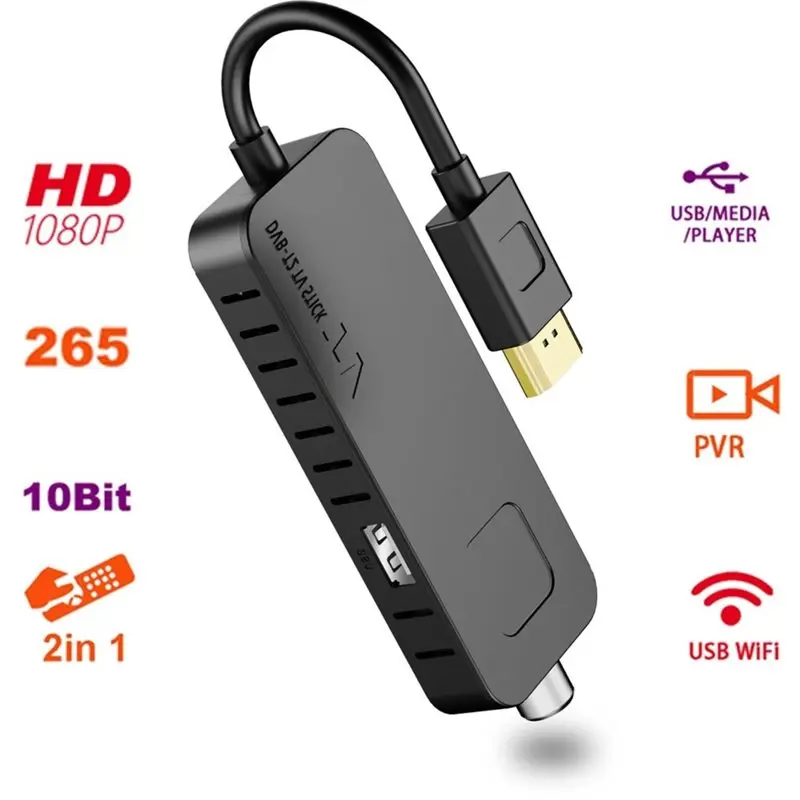 FEDI-Mini TV Tuner HD FTA DVB T2 Tuner Media Player And PVR Recorder
