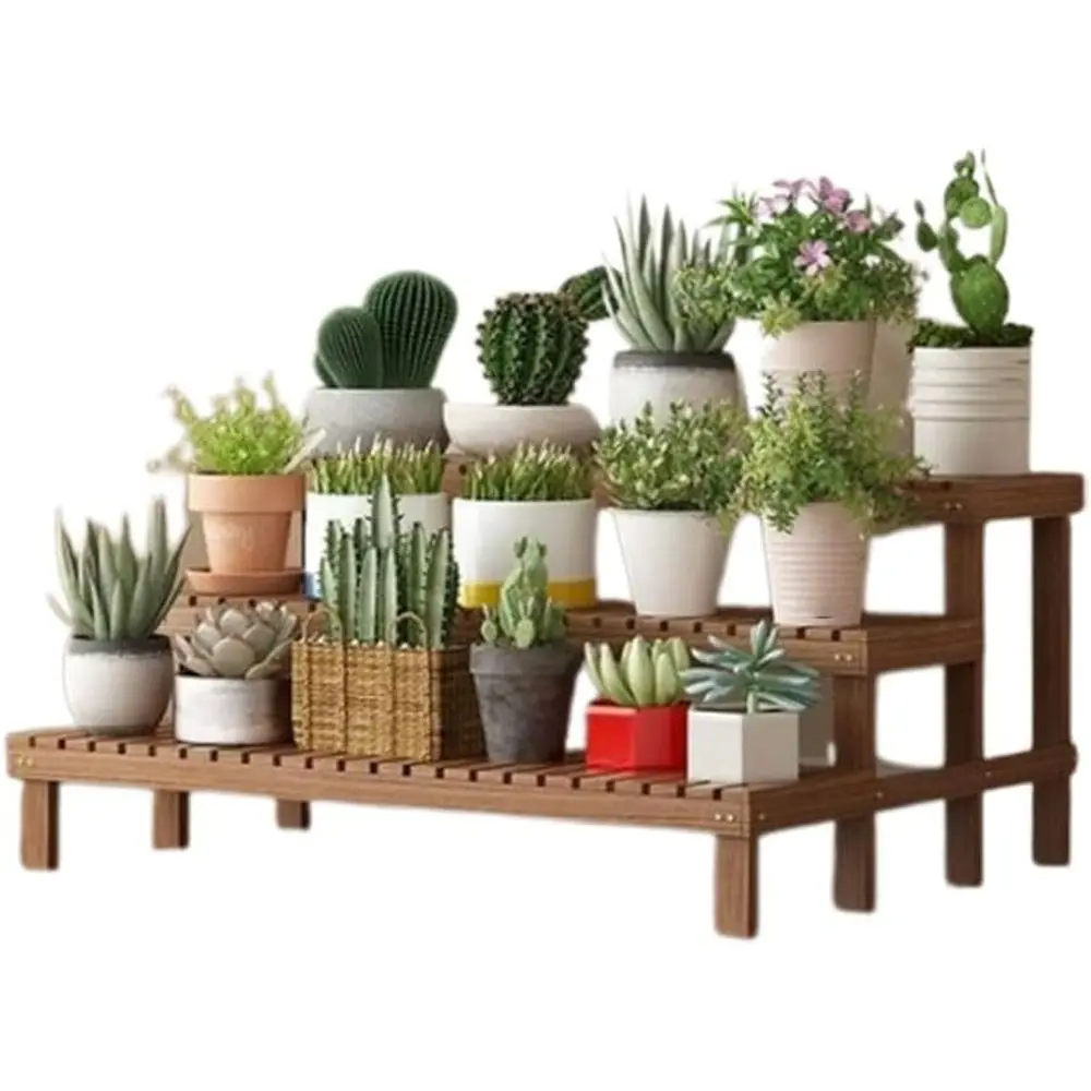 

Деревянная подставка для растений в помещении и на открытом воздухе с многоуровневым хранилищем для горшков и плиток