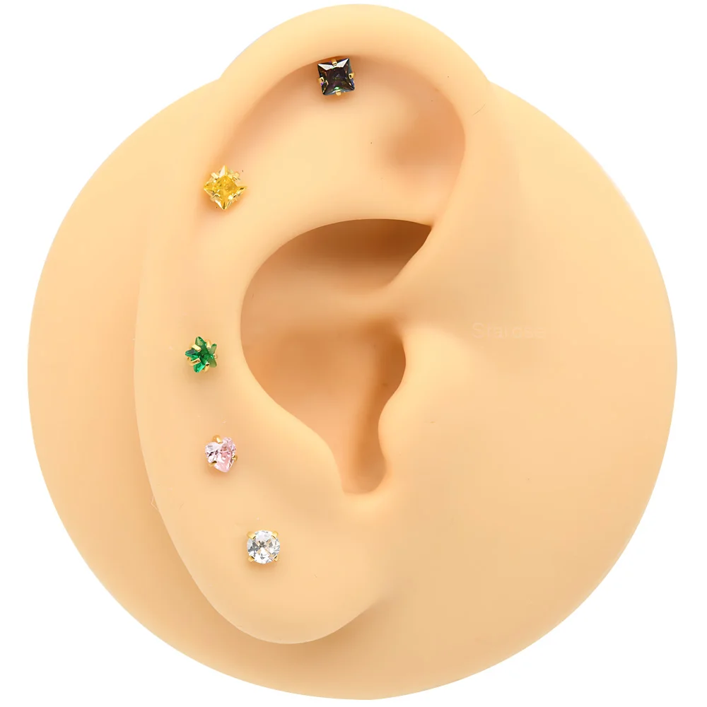 4 Stück-Packung 3 mm Kristall Zirkon Nasenstecker Labret Piercing Edelstahl Helix Monroe Piercing Conch Lip Schmuck 20G Twisted Pin – Detail 8