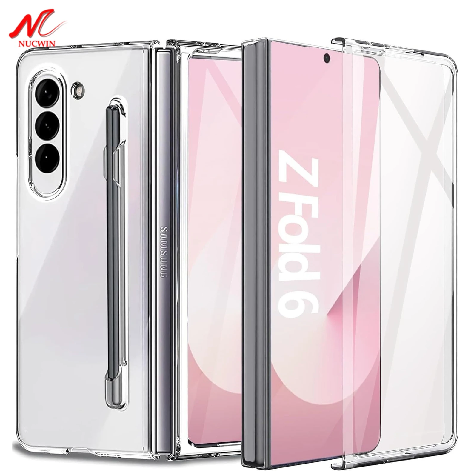 Etui Samsung Z Fold 6 z piórem S i uchwytem na pióro Wbudowany ochraniacz ekranu Przezroczysta osłona PC do Samsung Galaxy Z Flip 5 6 Flip6
