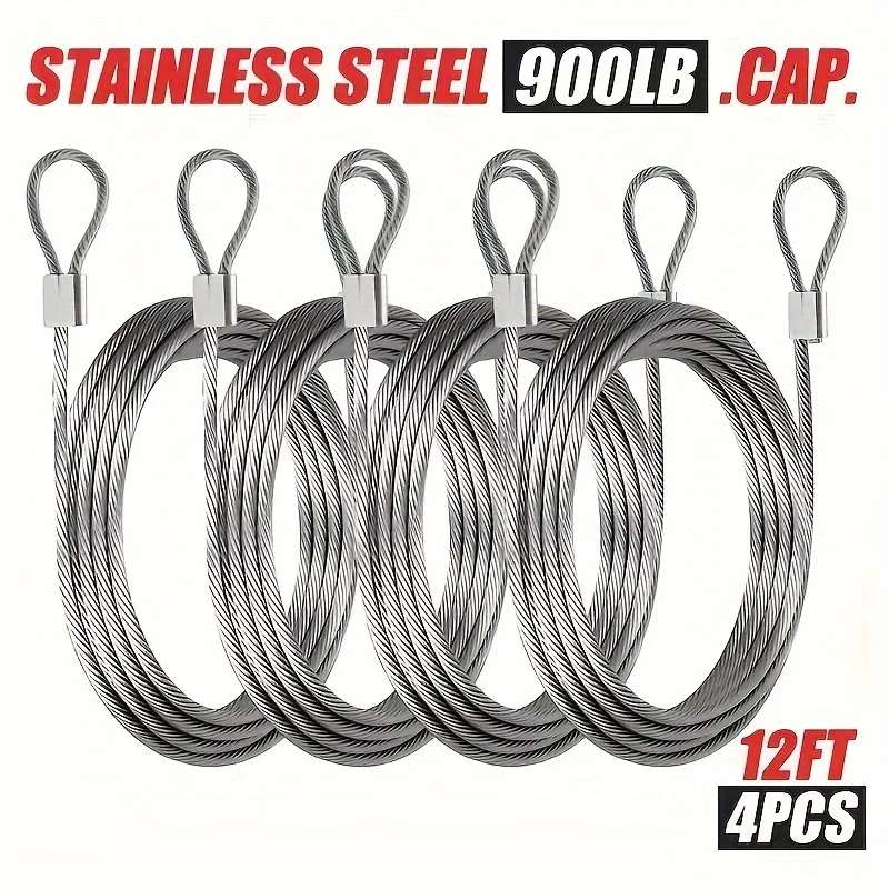 

4PCS 3.6M Rustproof Long Stainless Steel Wire Clothesline Cable Diameter 2mm Shade Sail Awning Rustproof Kit Durable Coated Rope