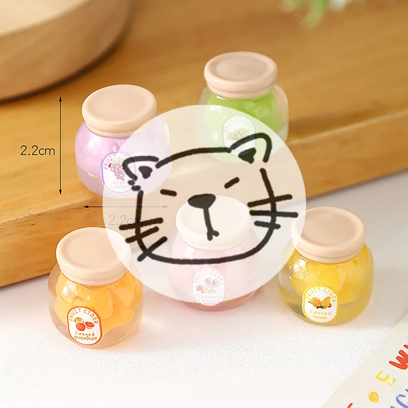 Popular 2pcs Dollhouse Simulation Fruit Candy Canned Jam Model Miniature Kitchen Decoration Dolls House Accessories Toy