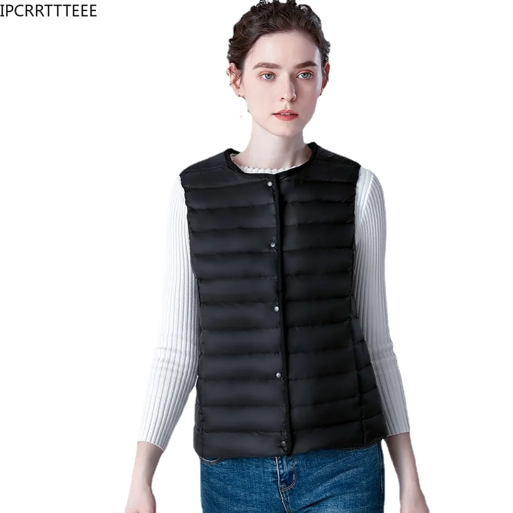 New Ultra Light Women Autumn Winter Thin Jacket Windproof Portable Duck Down Vest Slim Sleeveless Down Coat