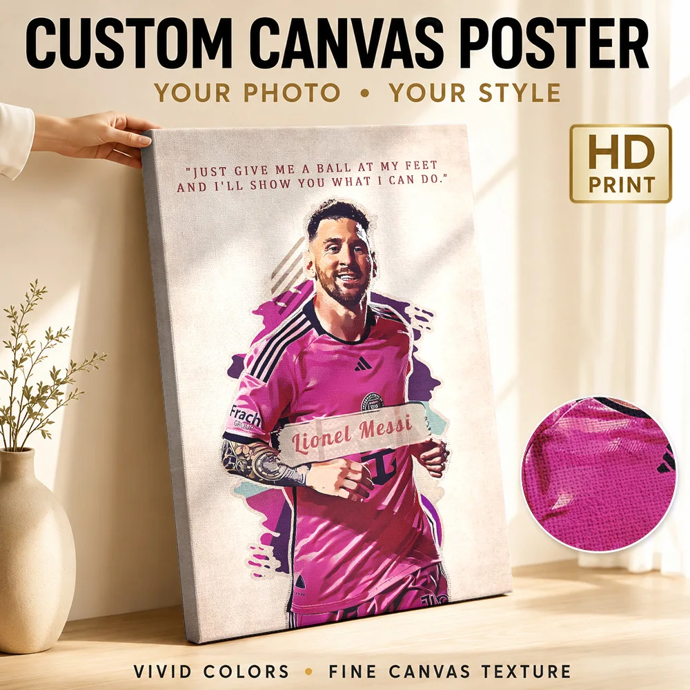 Lionel Messi Motivational Quote Framed Canvas Print Poster Custom Motivational Typography Canvas Wall Art for Gym Office Decor