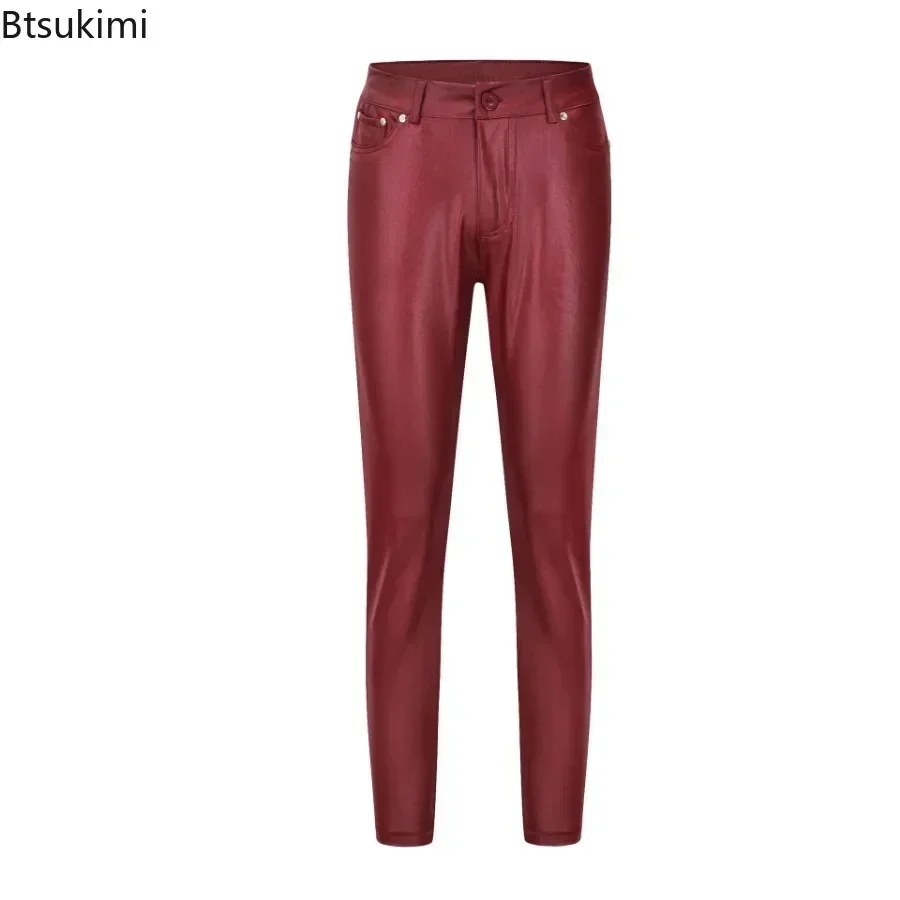 2025 Fashion Faux Leather Pants Women\'s Sexy Stretch Casual Leggings Solid PU Leather Bodycon Pencile Pants for Women Streetwear