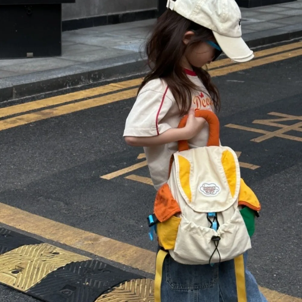 

Color Matching 2 Sizes Parent-child Bags Korean Style Multi-pocket Drawstring Schoolbag Large Capacity Nylon Backpack Students