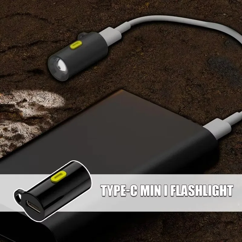 1-4PCS Pocket Type C Flashlight USB Power Bank Charged Mini Emergency Lamp for Camping Home Travel Handy Light