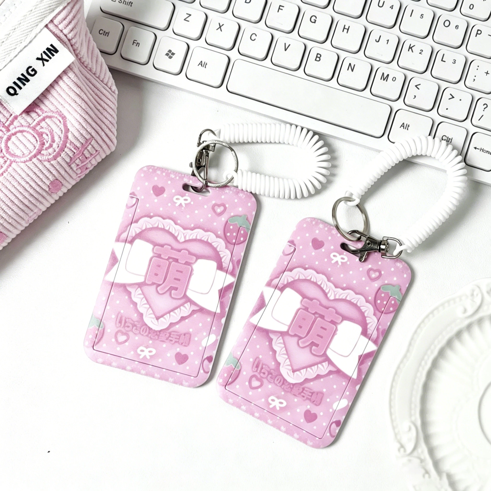 Korean Original Strawberry Series Slide Card Set Meal Card Student Bus Subway ID Card Campus Protective Cover Campus Card Gift