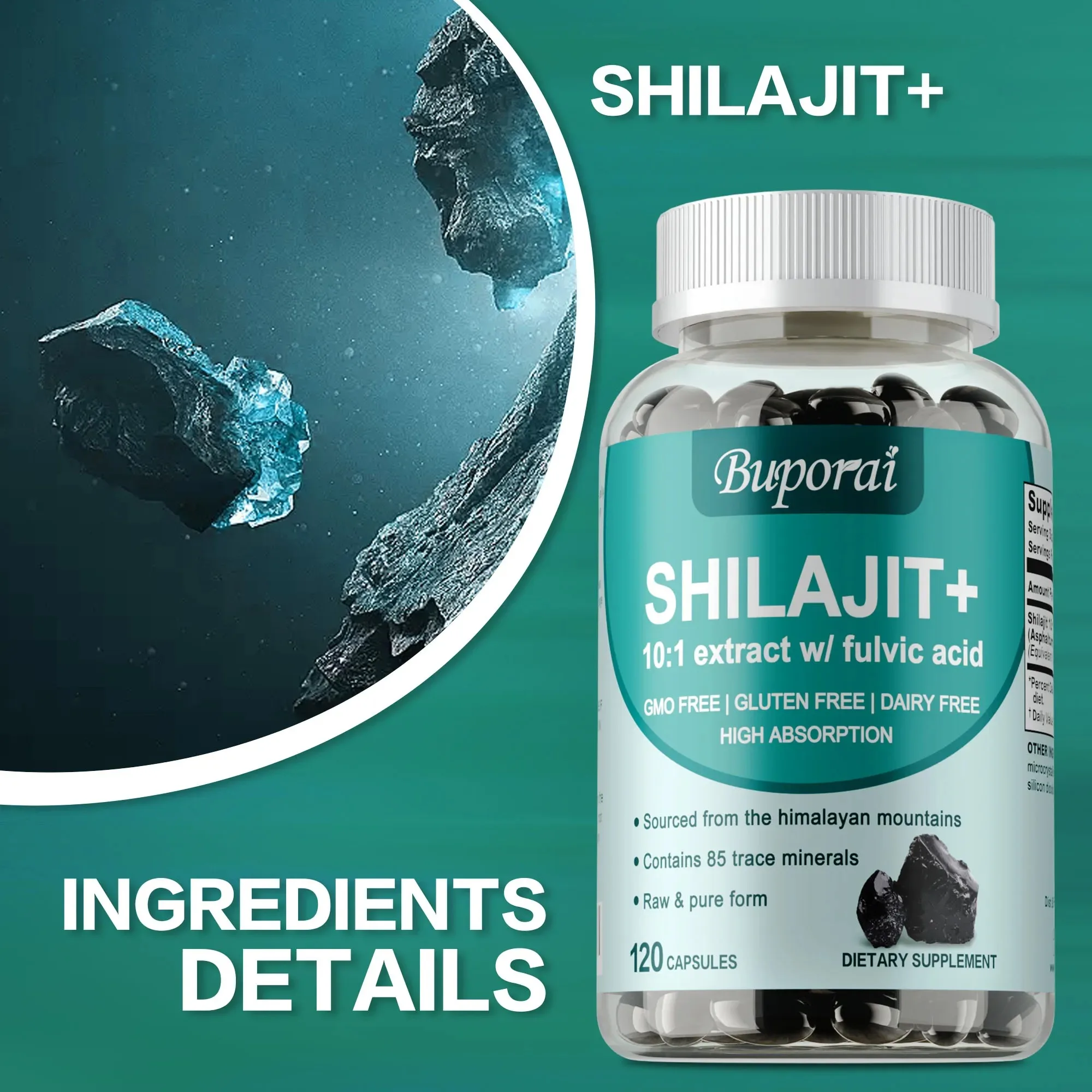

Shilajit - Reduce Fatigue, Promote Brain & Heart Health, Improve Endurance Focus and Memory, Muscle Growth, Enhance Immunity