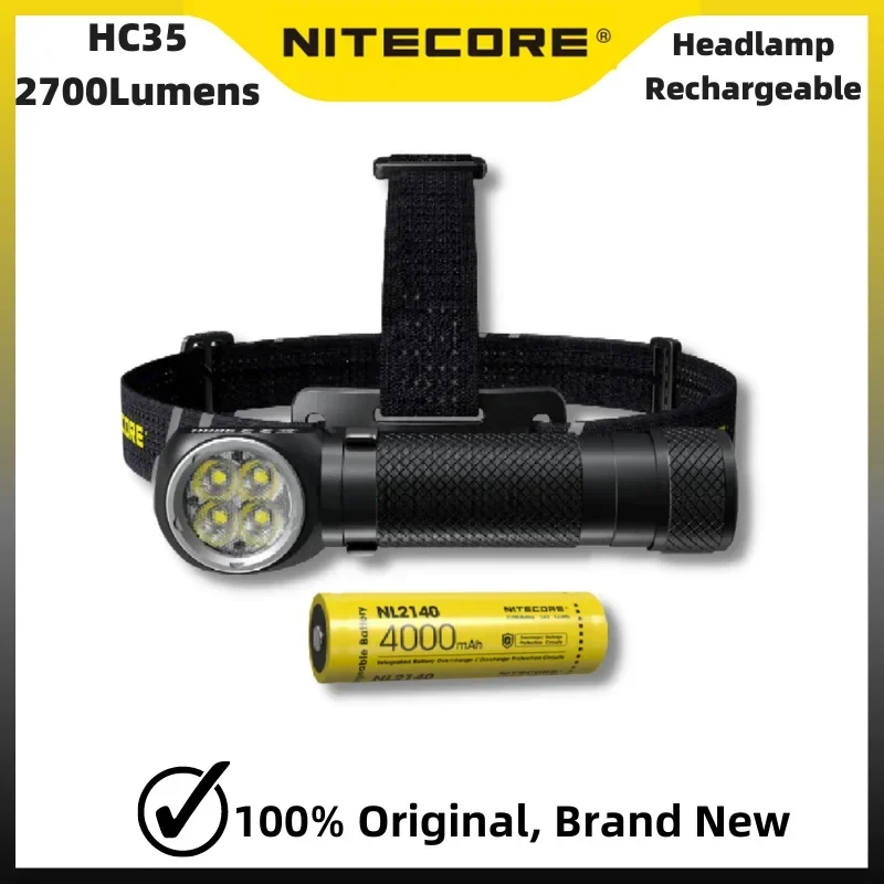 

NITECORE HC35 USB Rechargeable Flashlight L-shpe Headlamp 2700 Lumens Metal Magnetic Headlight Searchlight,21700 4000mAh Battery