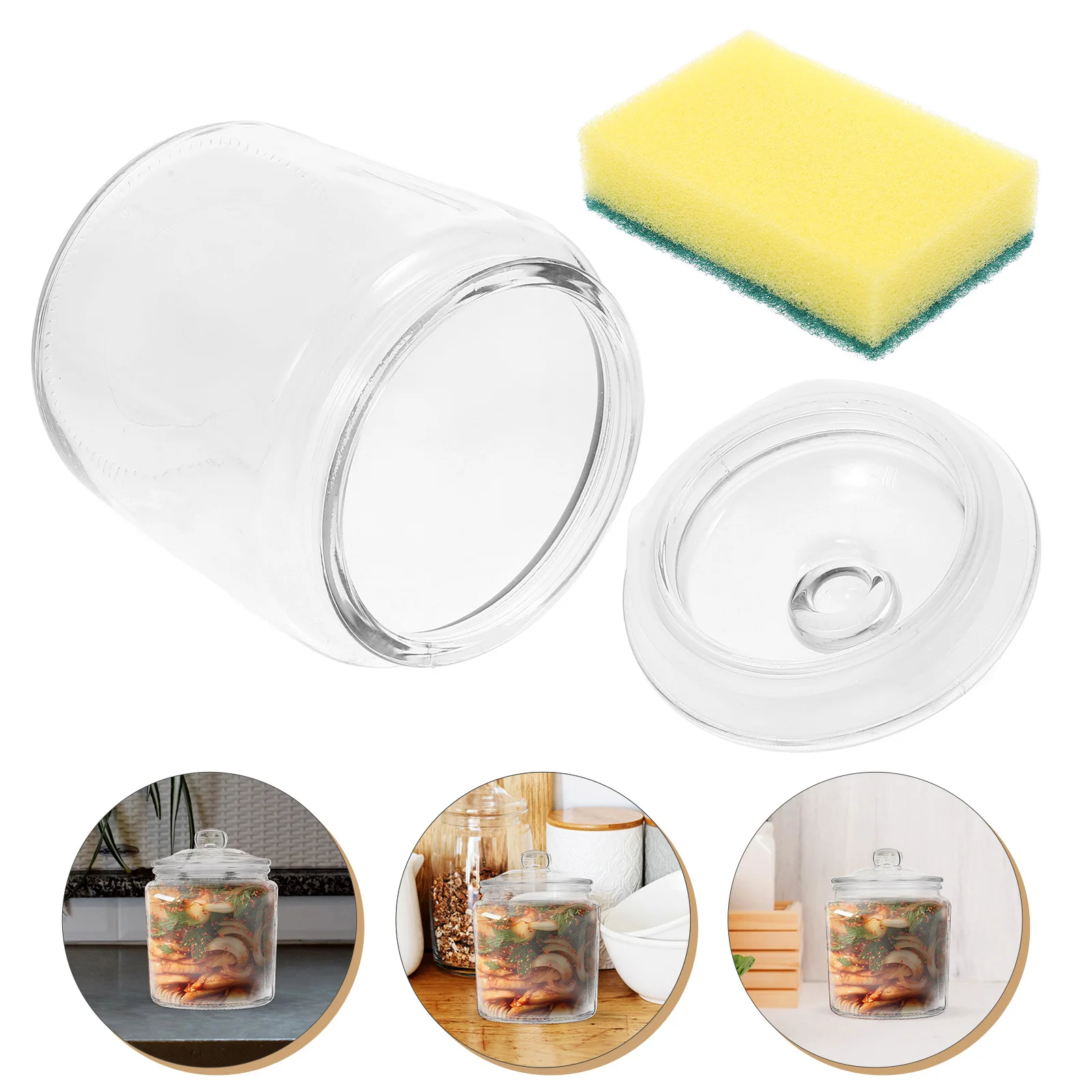 

Glass Clear Pickle Jar Airtight Sealing Fermenting Container Food Storage Jar Household Use Sealing Pickle Container