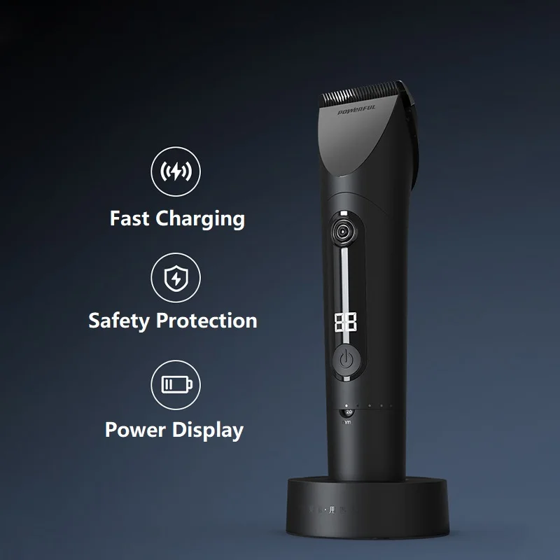 LED 스크린 충전식 티타늄 합금 블레이드 남성용 헤어 클리퍼, 세척 가능, 무선 전문 전기 트리머