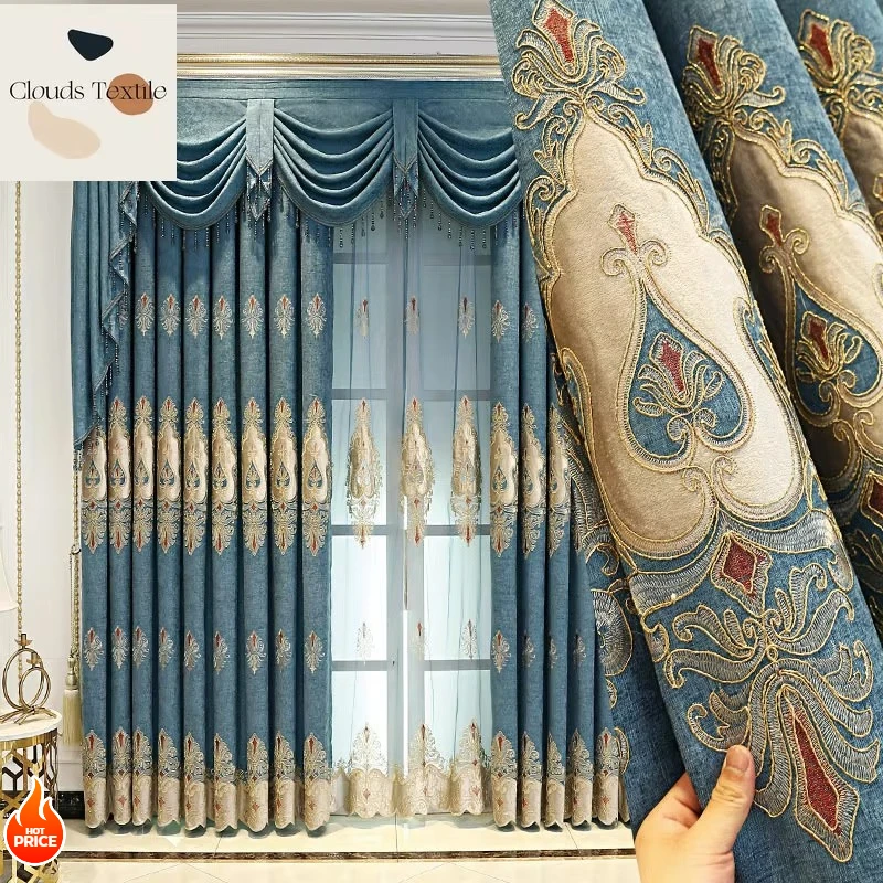 

New Curtains for Living Dining Room Bedroom High-grade European Embroidery Blackout Nordic Simple Atmospheric Chenille