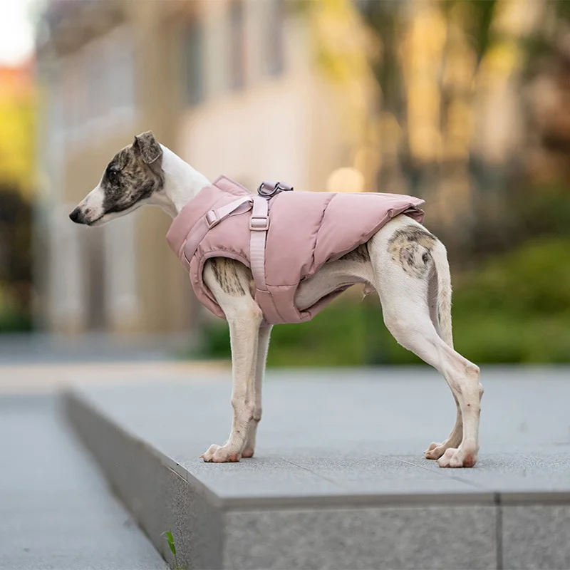 

Зимнее модное пальто-пуховик для домашних животных, теплая хлопковая куртка низкого уровня с ремнями для собак, толстая теплая одежда с хлопковой подкладкой для домашних животных