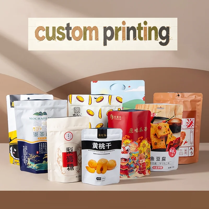 F Custom Plastic Food Bags,Vacuum Aluminum Foil Stand-up Zip-lock Bags,Eight-side Seal Packaging Bags For Various Teas, Snacks