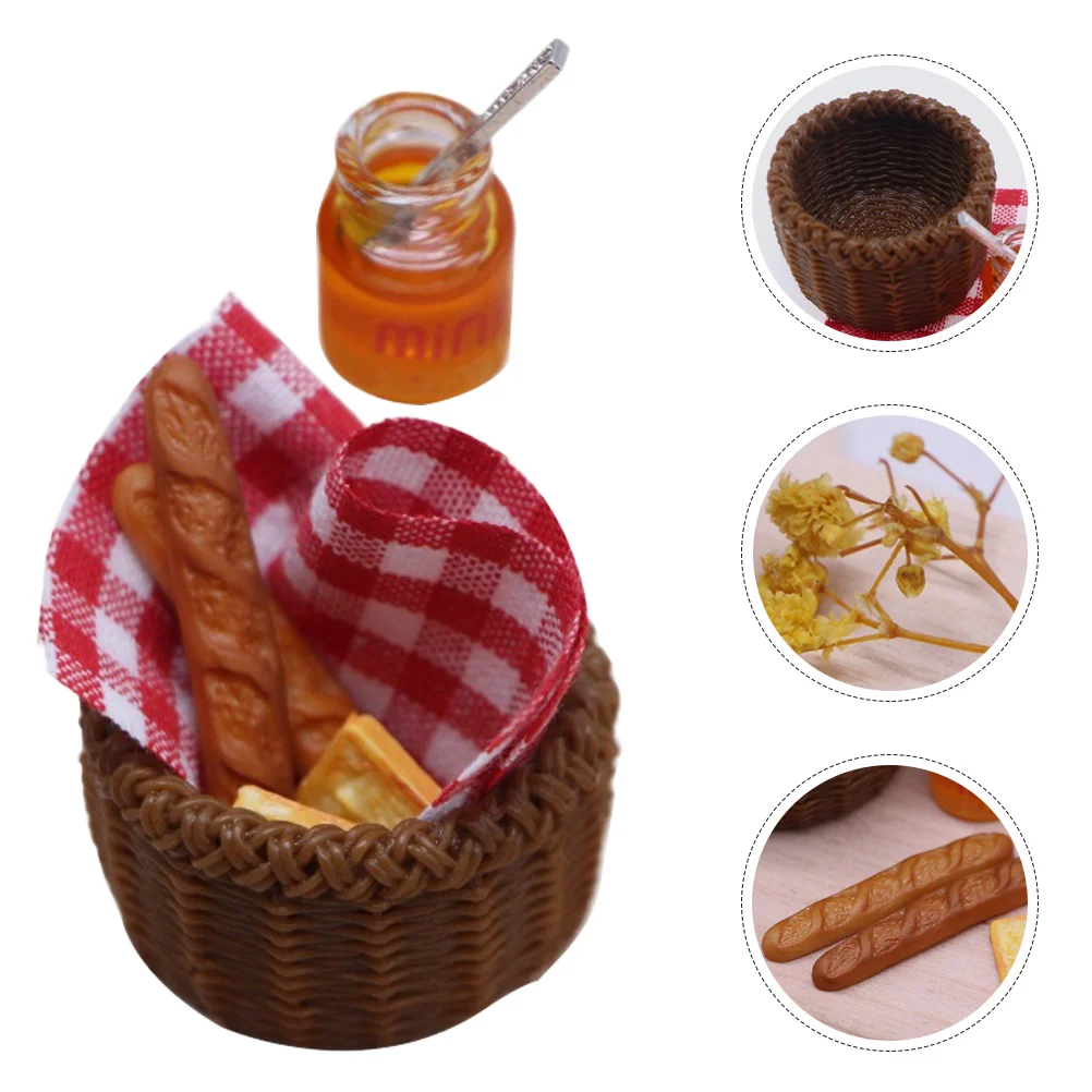 

House Miniature Scene Prop Bread Basket Model Accessories Fabric Kids Pretend Toy