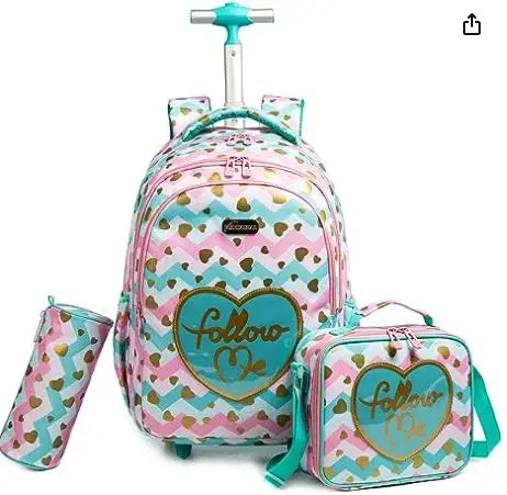 kids Rolling backpack for boy School trolley bag set lunch bag Children school wheeled backpack for girls school bag with wheels