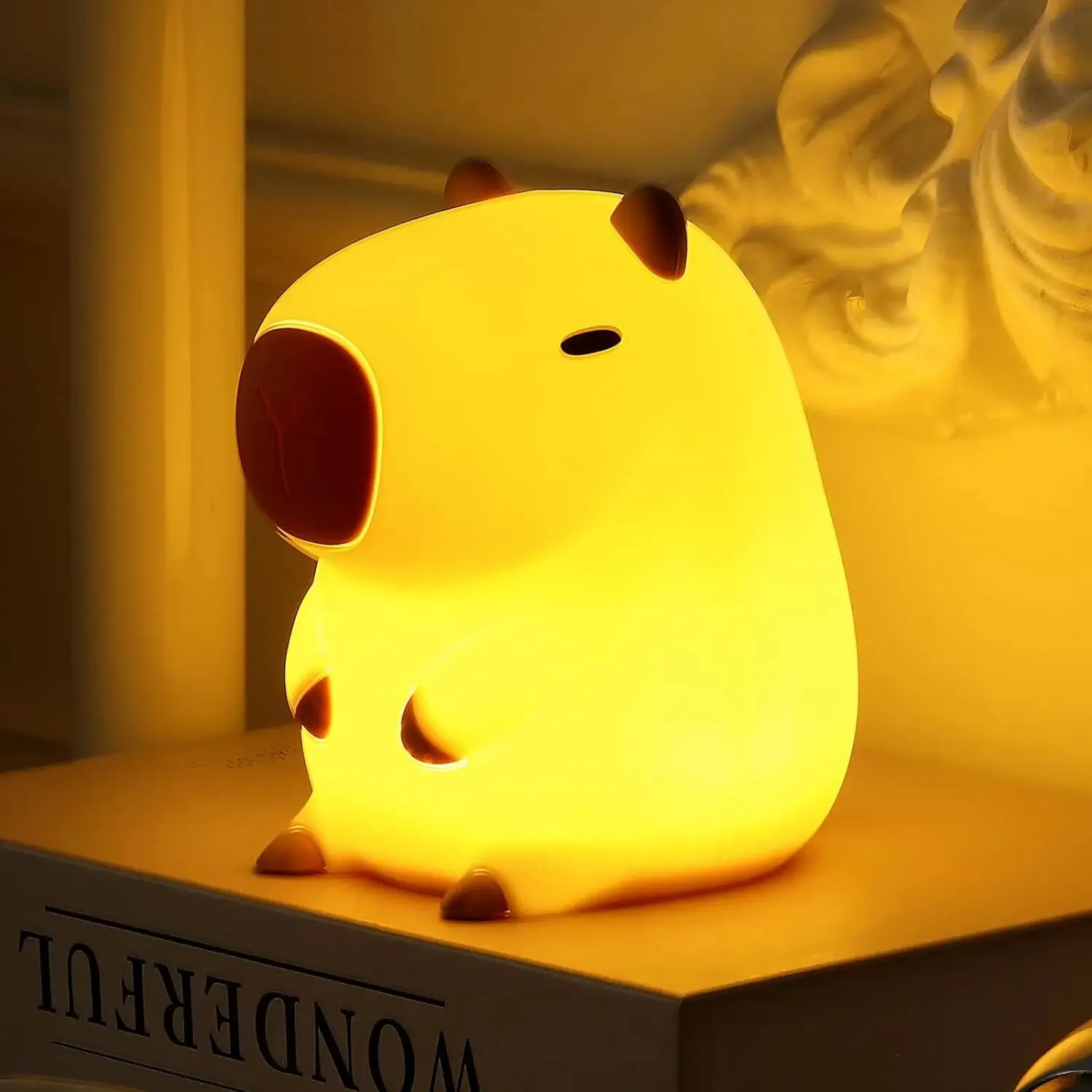 Cute Silicone Capybara Night Light Children\'s Nightlight Gift USB Rechargeable Animal Touch Bedside Slepp Lamp Timing Function