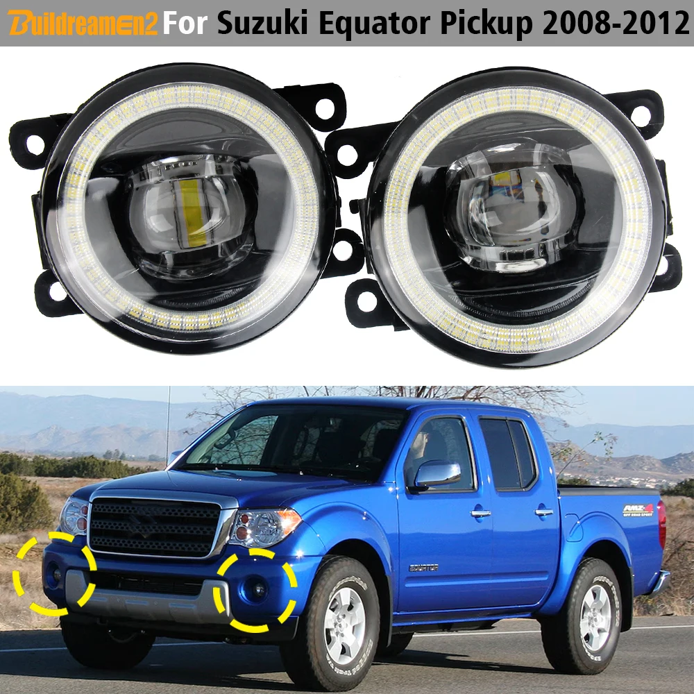 2 Pcs 30W Truck LED Fog Light Angel Eye DRL Daytime Running Lamp 3000LM 12V For Suzuki Equator Pickup 2008 2009 2010 2011 2012