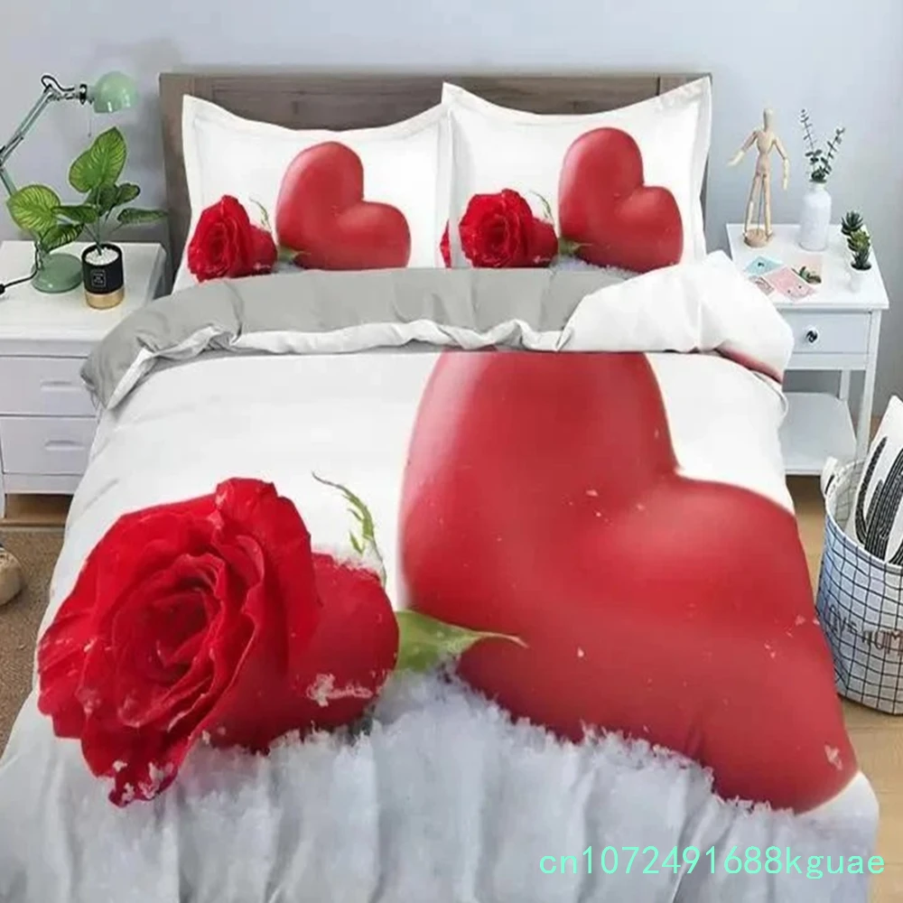 Love Heart Bedding Set Simple Plaid Duvet Cover 200x200 Pillowcase Single Double Queen King Nordic Couple Bed Cover Bedclothes