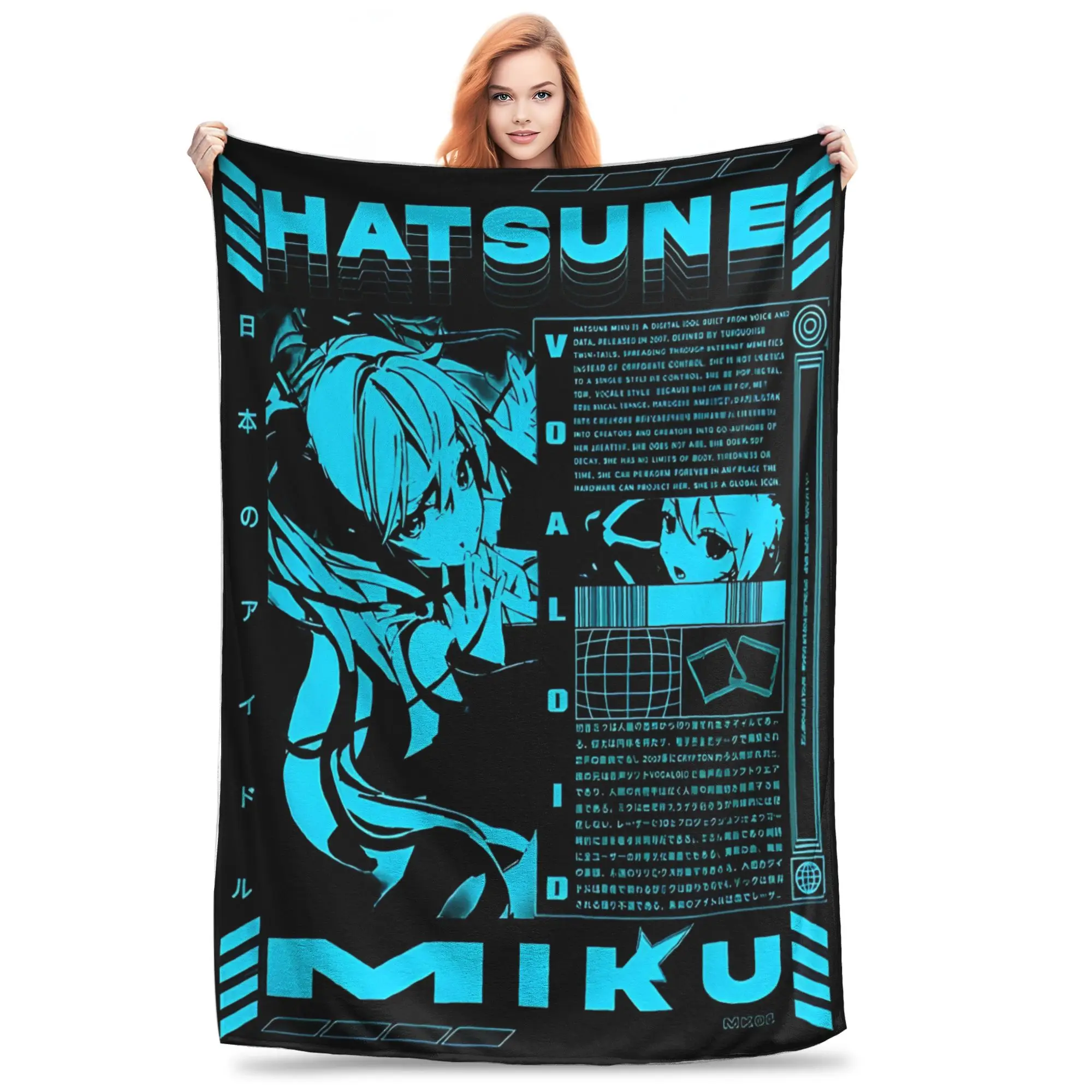 1PC home Cutecore Room Decor Hatsune Miku Cartoon Singer Blanket Throw Blanket  Novelty Warm Blanket All Season