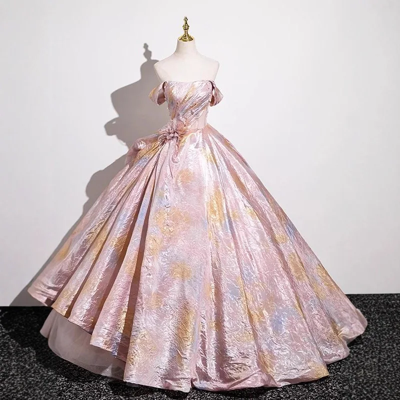 Vestido de noite sem alças sexy rosa feminino personalizado, emagrecimento de banquete elegante, exame de arte, vestido de performance solo