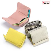 Genuine Leather Women Wallet Small Zipper Coin Wallet Female Short Cow Leather Women Purse RFID Card Money Bag Gift for Women - Image 2