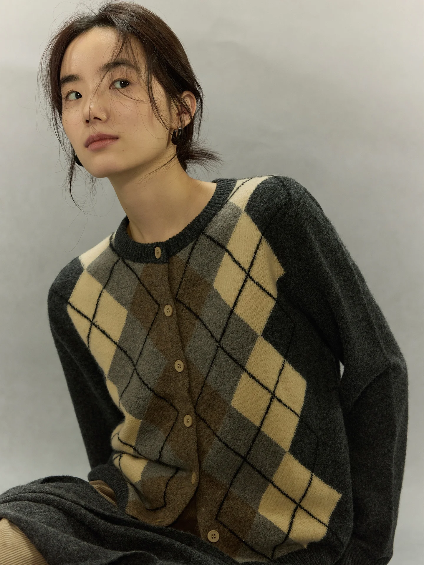 

Теплый шерстяной вязаный кардиган с круглым вырезом, женская серия MIU, в стиле Mountain Pasture Nomumad, корейский стиль, с длинными рукавами