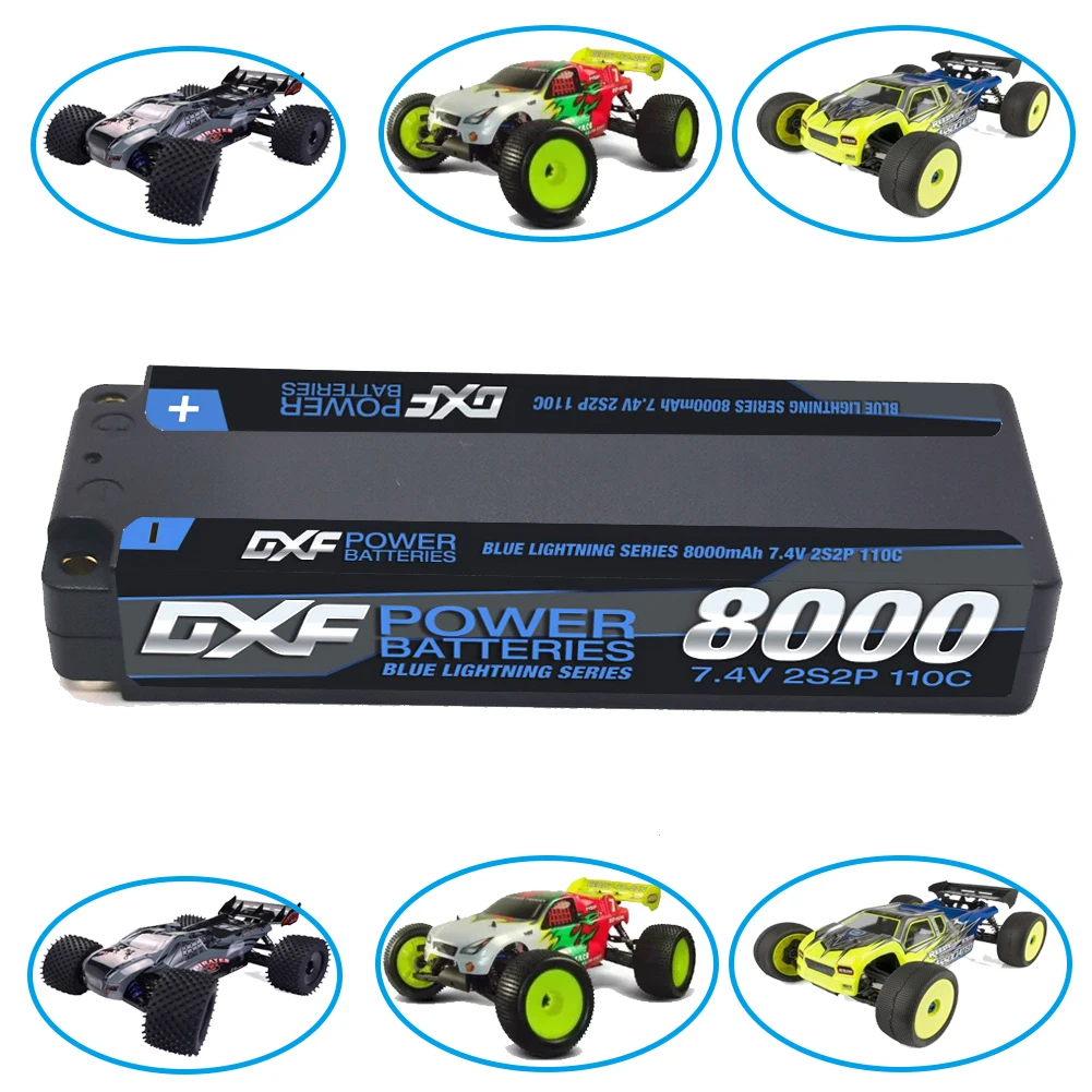 DXF 2S Lipo Battery 7.4V 110C 8000mAh 5mm T Plug Hardcase For 1/10 Buggy Truggy Offroad Boat Car Boat Truck RACING Helicopter