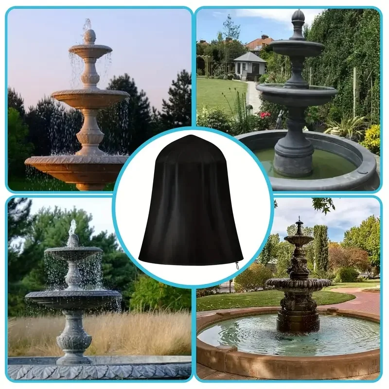 غطاء نافورة من قماش أكسفورد مع رباط للإغلاق - نافورة خارجية للحديقة (غطاء فردي متوافق مع معظم النوافير) #3