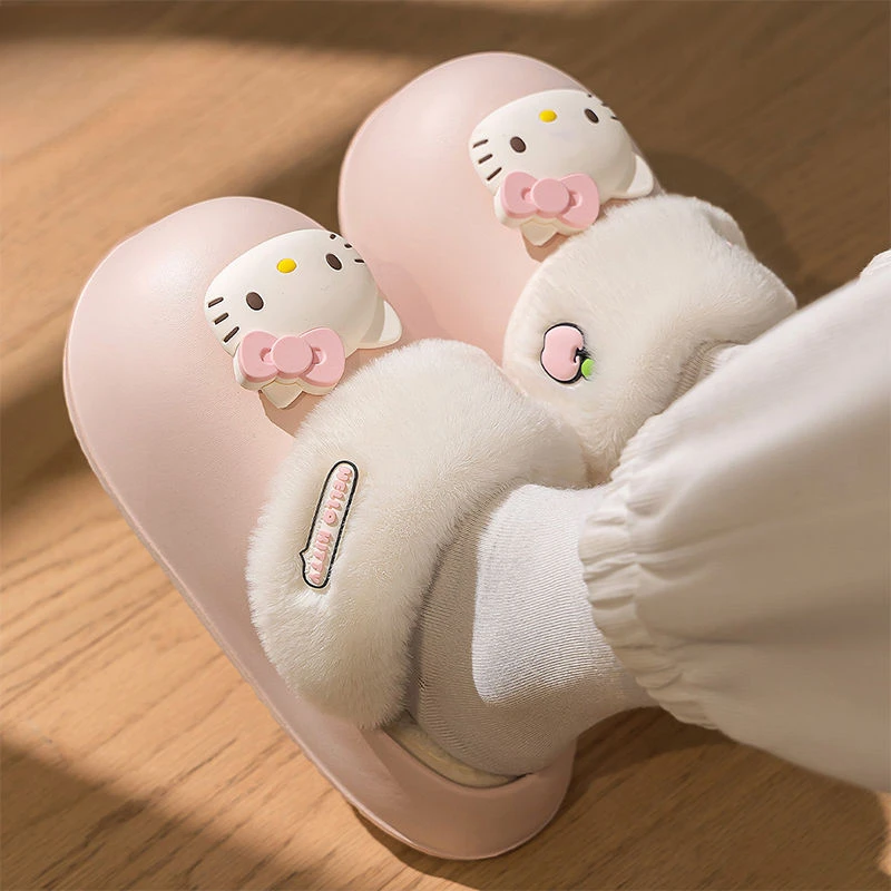 

MINISO Famous High-quality Cotton Slippers for Women, Autumn and Winter 2024 New Home Warm Plush Slippers