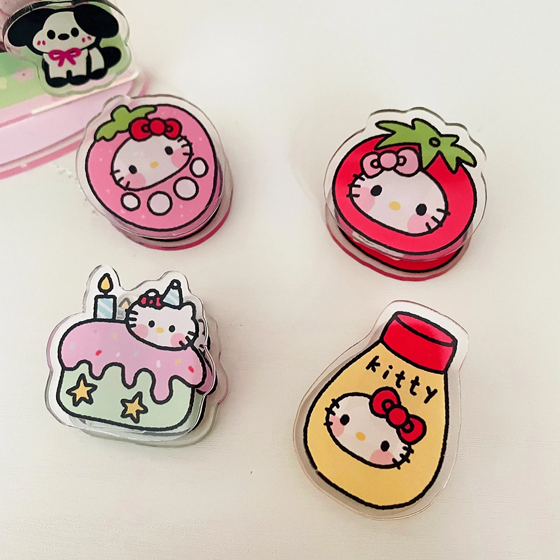 4Pcs/set Kitty Binder Clip Acrylic Cute Page Holder Paper Clip Clamp File Index Photo Book Clip Stationery Storage Office School