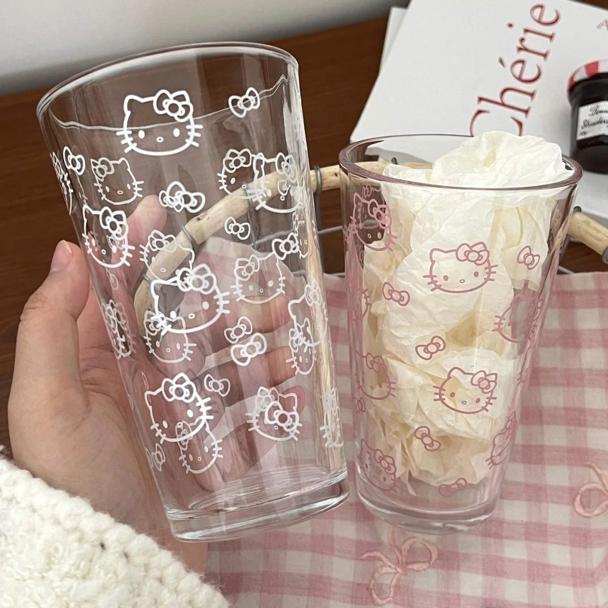 

Anime Hello Kitty Drinking Bottle Ins Kawaii Kt Cat Girls Women Style Cup Glass Cup Coffee Office Home Drinking Cups Toy Gift