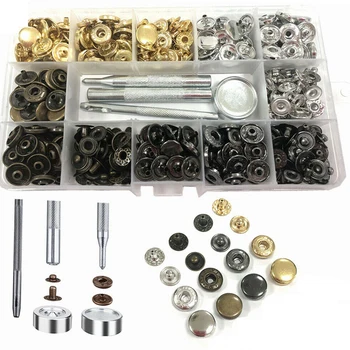 325 adet (80 takım) ağır çıtçıtlı bağlantı elemanları çıtçıt seti + tıpalar deri düğme aracı DIY giysi konfeksiyon çantası ayakkabı