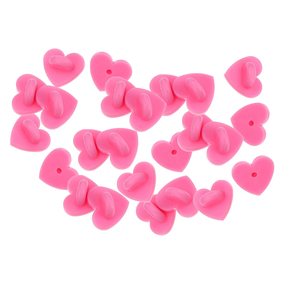 

200Pcs Heart Shape Rubber Pin Backs Strong Grip Lapel Pin Backing DIY Brooch Clasps Pins Jewelry Craft Accessories Pink
