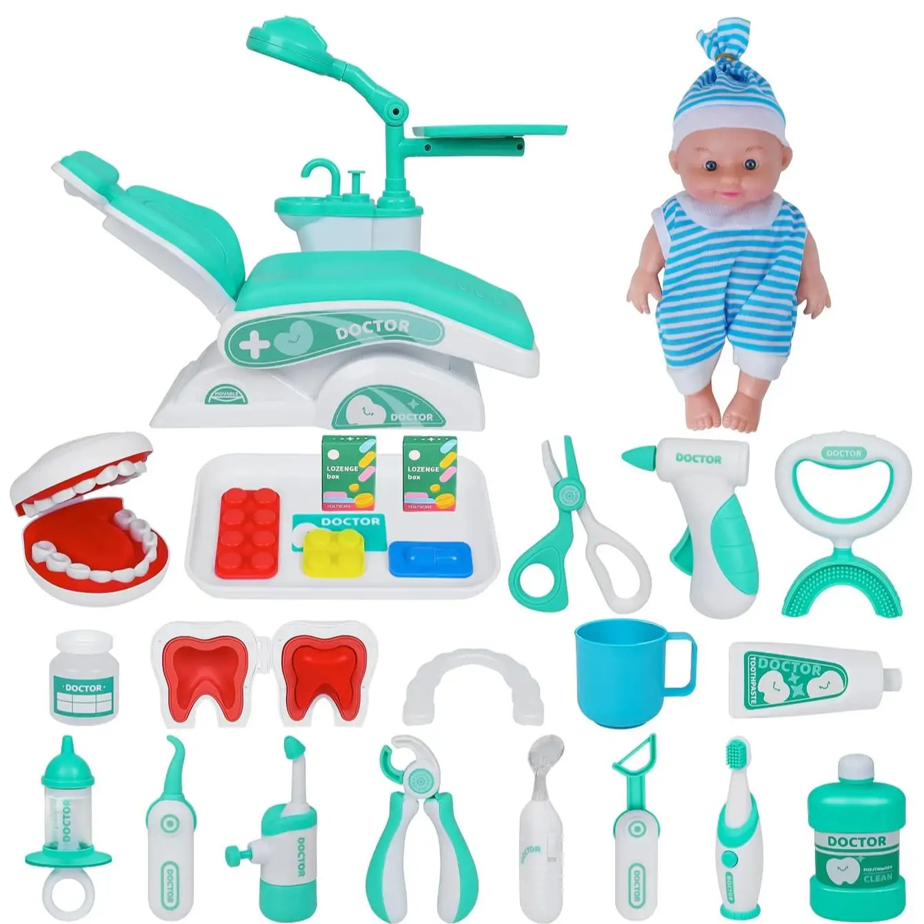 Kids Doctor Set Dentist Nurse Pretend Play Toys Simulated Stethoscope Medical Tool Kit Medical Role Play Accessories Fun Gifts ﻿