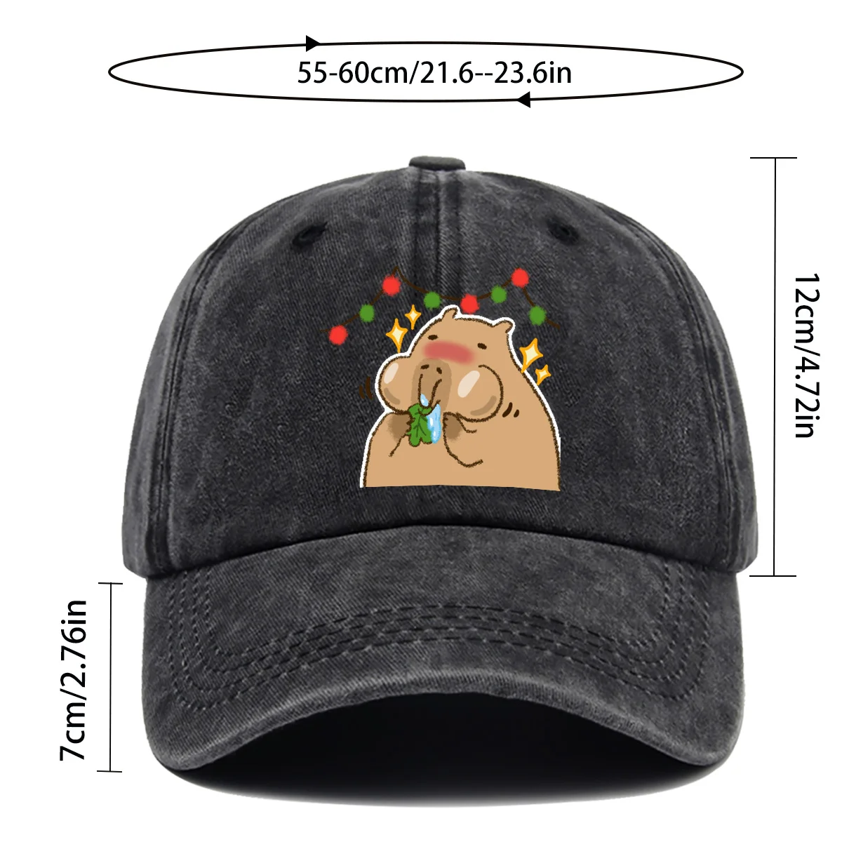 1pc Adorable Capybara Print Trucker Hat with Capybara Leaf Colorful String Lights Suitable for Outdoor Parties Gifts