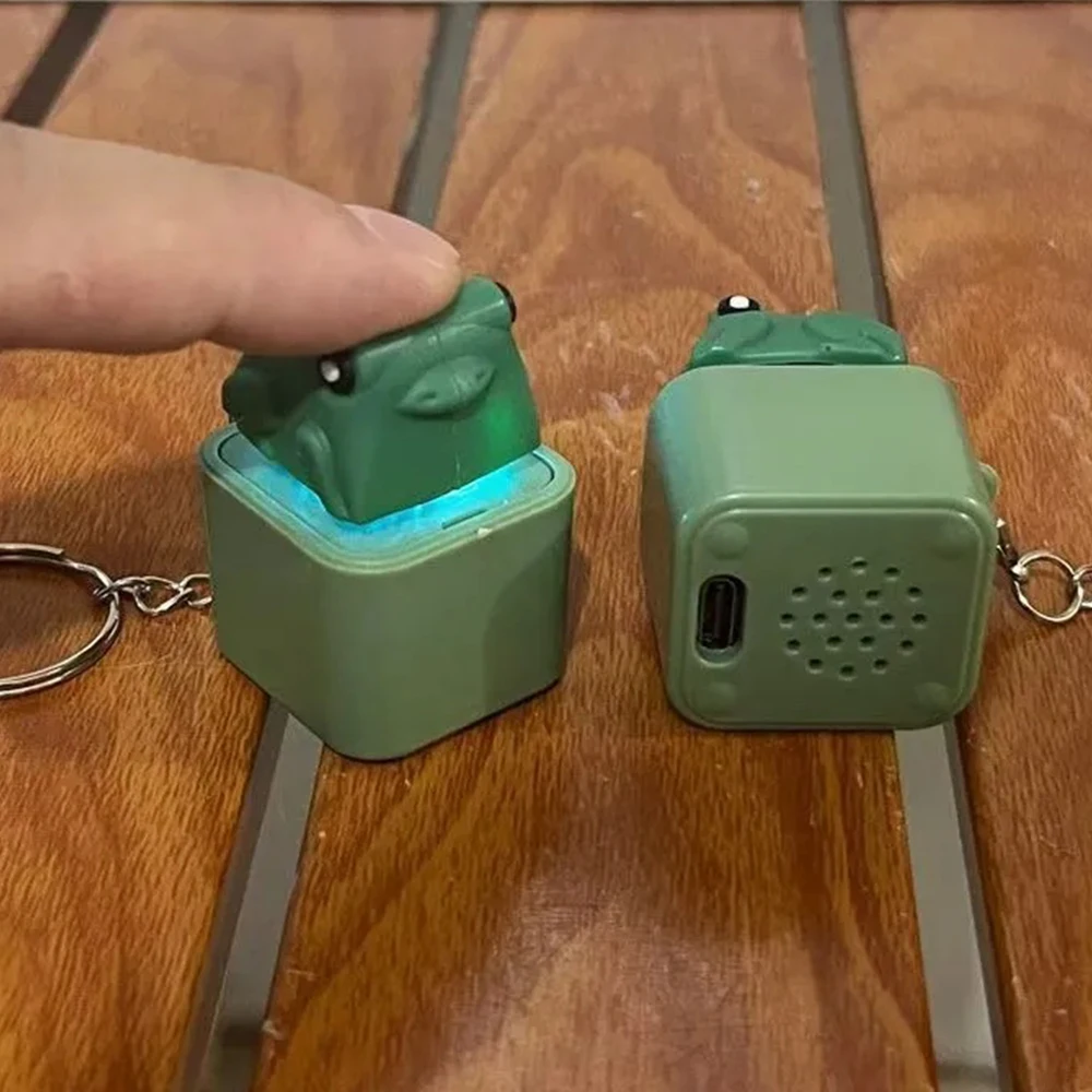 Rana Croaking Fidget Toy Ricaricabile Rana Croaking Portachiavi Rana Croaking Antistress con luci colorate Portachiavi giocattolo