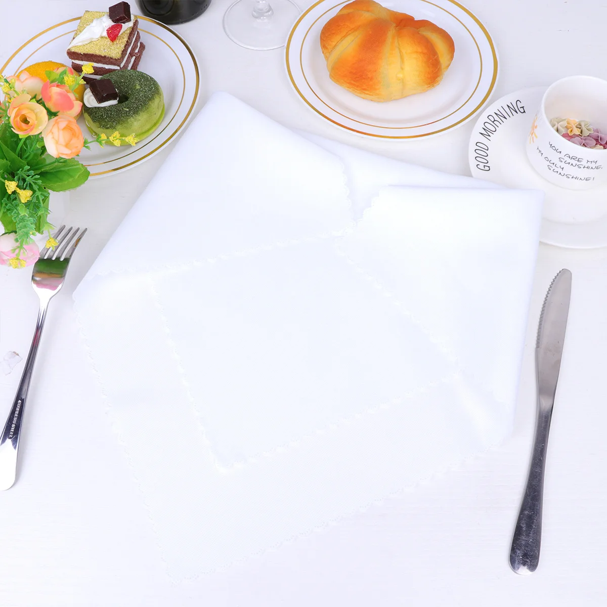 

4Pcs Solid Color Napkin Cloth Minimalist Simple Style Tableware Pad Placemat for Home Restaurant Hotel White Tableware Pad