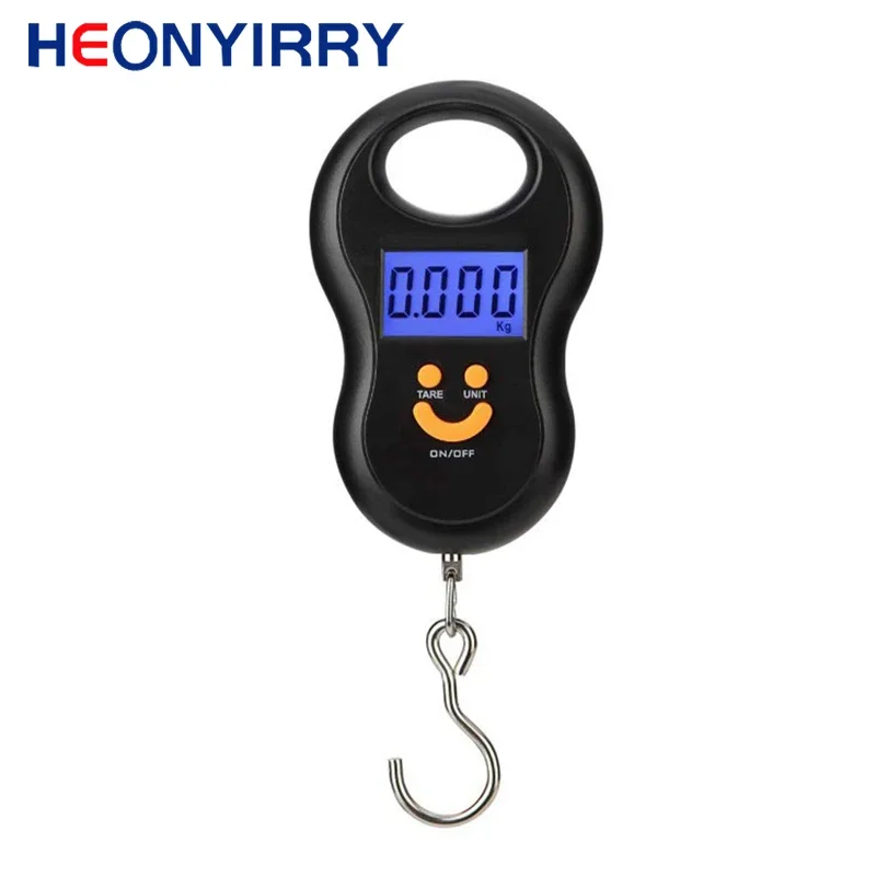 Portable 50Kg 10g Hanging Scale  Digital Scale BackLight Electronic  Fishing Weights Pocket Scale Luggage Scales Black