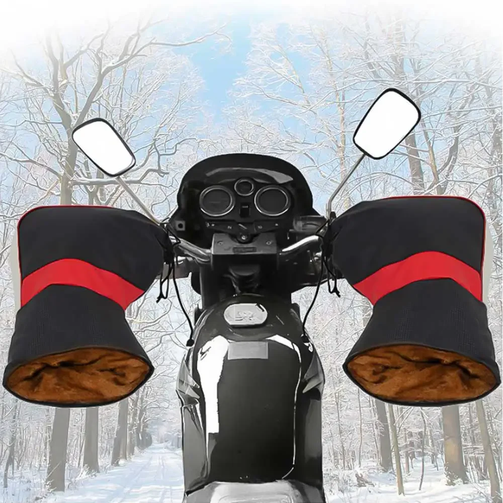 

2X Motorcycle Handlebar Muffs Guantes Protective Motorcycle Scooter Thick Warm Grip Handle Cover Rainproof Winter Warmer Gloves