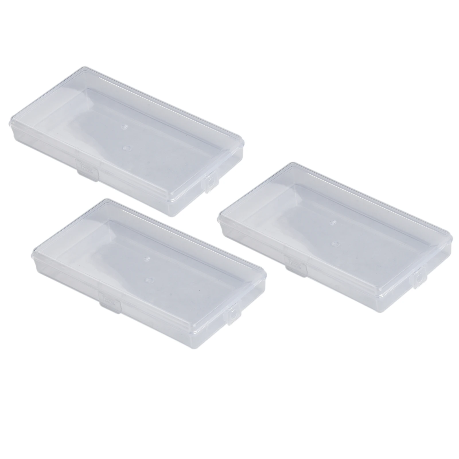 Caja de almacenamiento rectangular para joyería, organizador de 3 piezas, transparente, PP, 14,8x7,8x1,8 cm, para el hogar