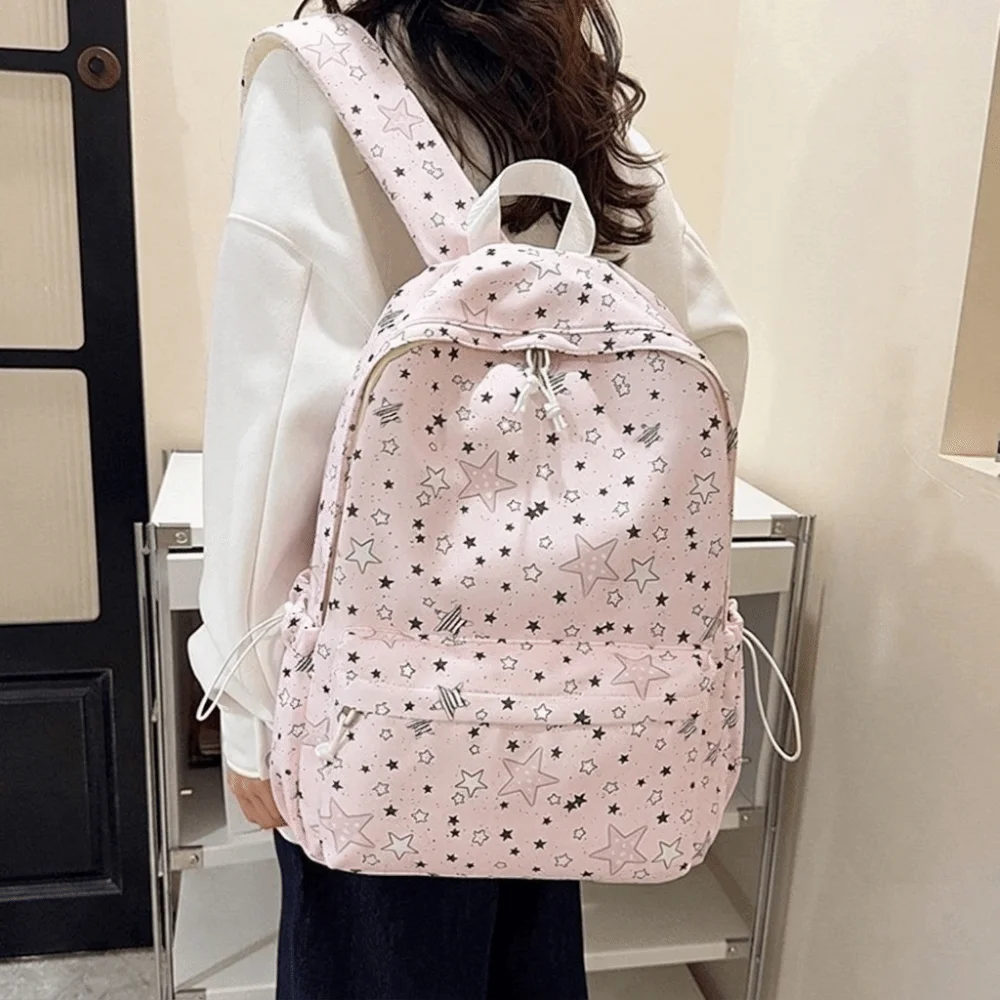Sweet Starry Sky Star Backpack Lightweight Large Capacity Nylon Backpack Korean Style College Style Students School Bag Outdoor