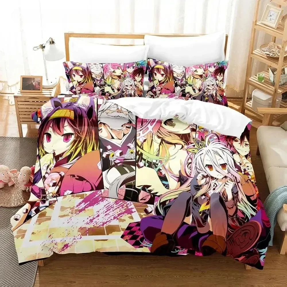 No Game No Life Bedding Set Cartoon Anime Adult Boys Bedroom Duvet cover Sets 3D Kawaii Girl