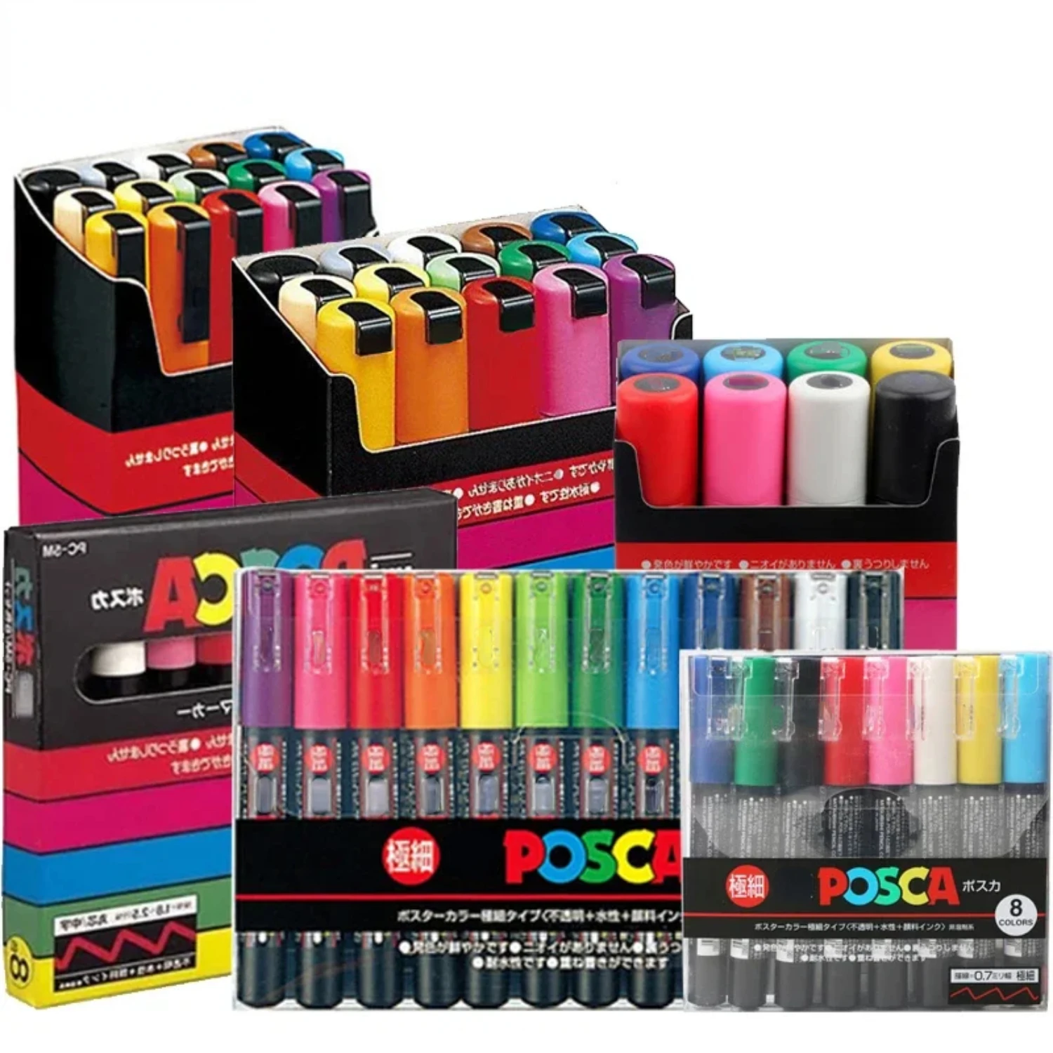 Marker Pen Set  Poster Advertising Graffiti Pen PC-1M PC-3M PC-5M PC-8K PC-17K Round  Oily Paint Pen Highlighter Cool pens