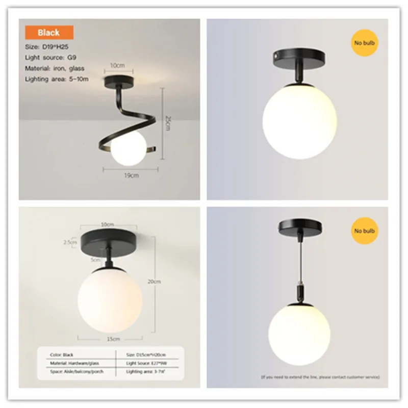 nordic led vidro bola lampada do teto interior vento moderno vestiario luz casa banheiro corredor corredor varanda 01